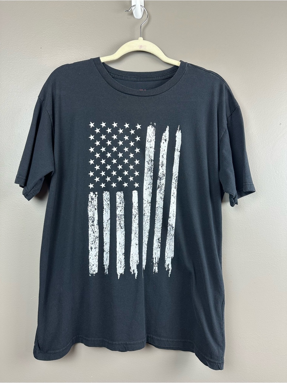 Rothco Black T‑Shirt with Distressed White American Flag Graphic
